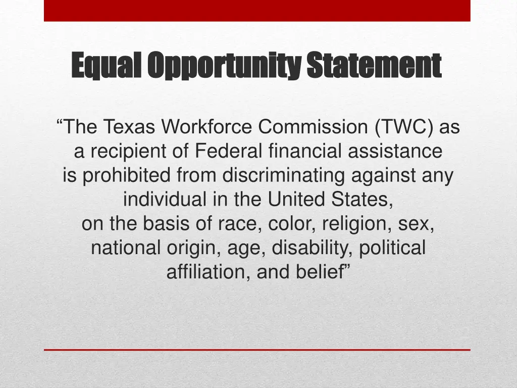 equal opportunity statement equal opportunity