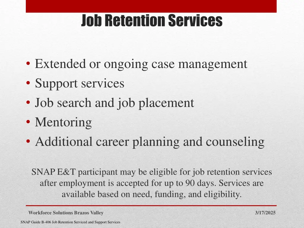 job retention services