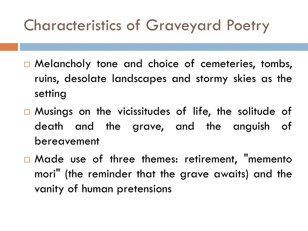 characteristics of graveyard poetry