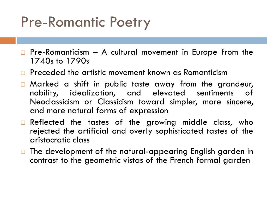 pre romantic poetry