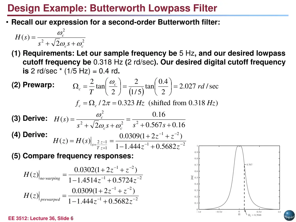 design example butterworth lowpass filter