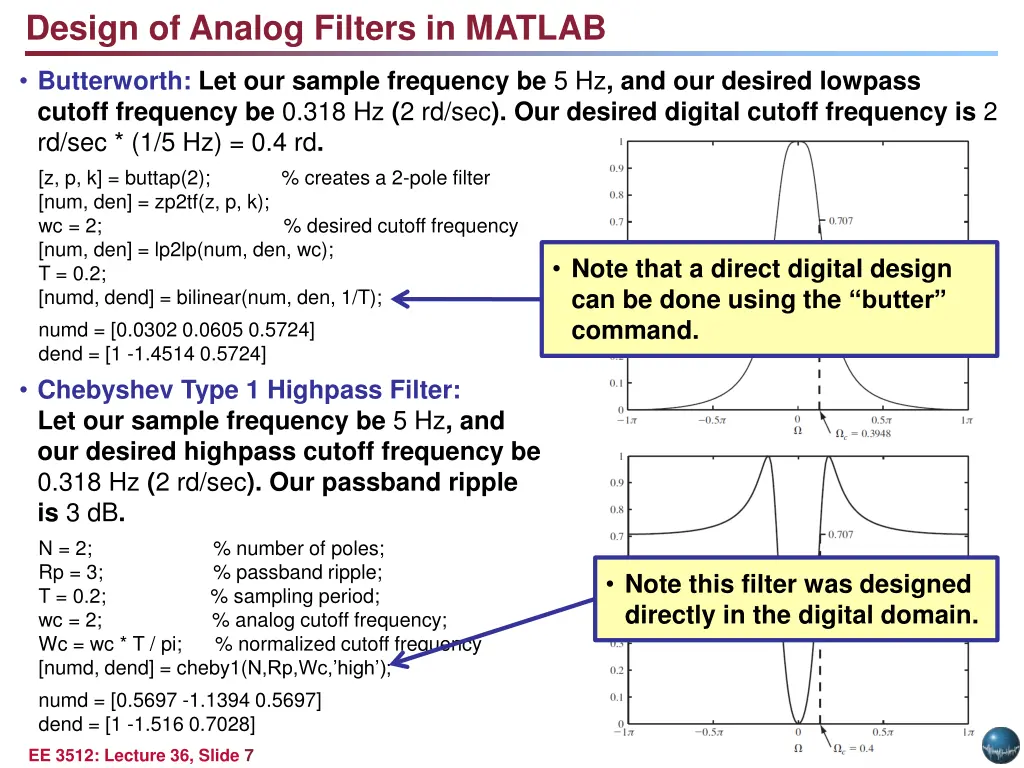 design of analog filters in matlab