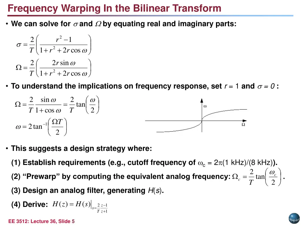frequency warping in the bilinear transform