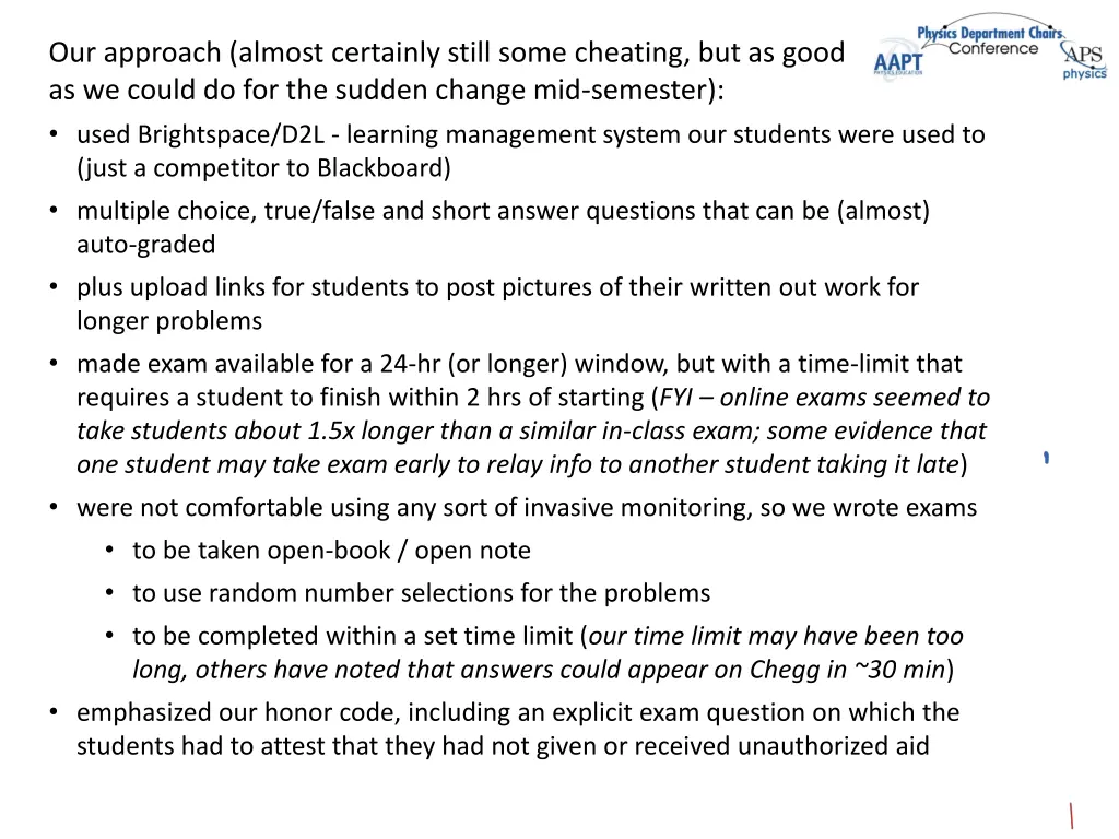 our approach almost certainly still some cheating