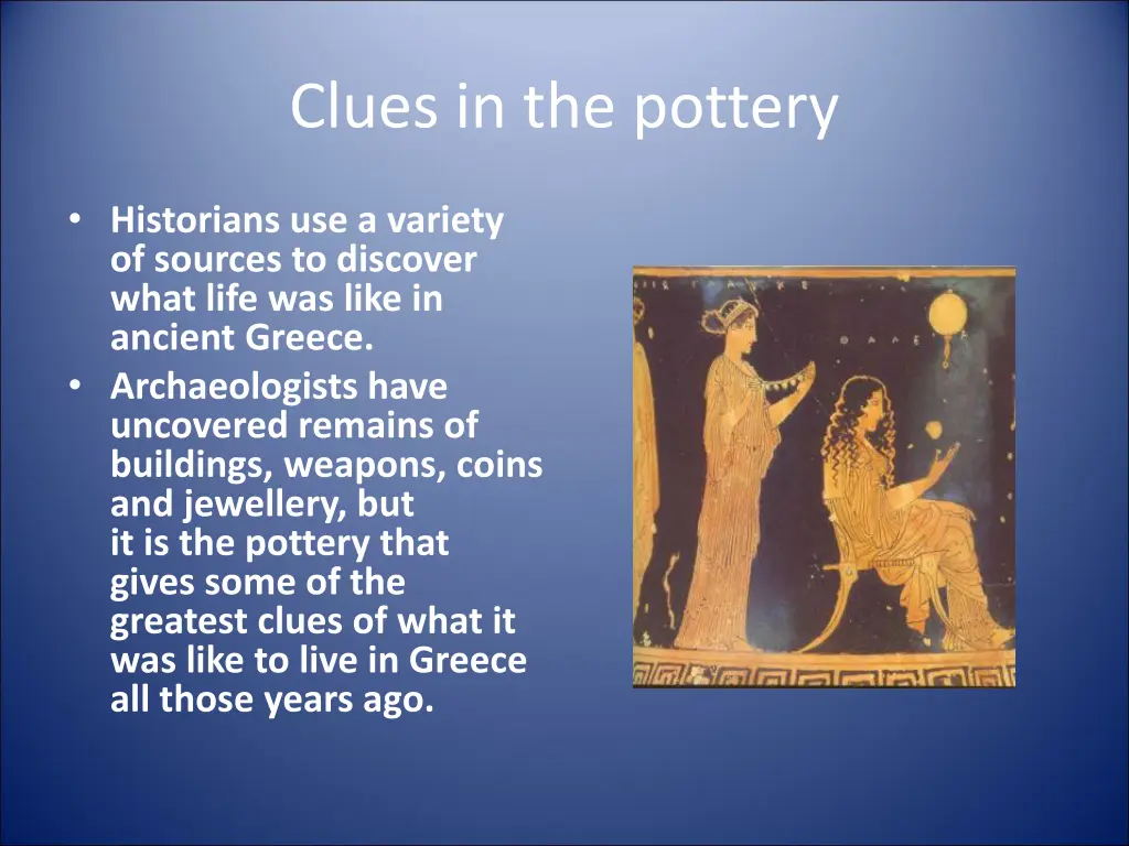 clues in the pottery