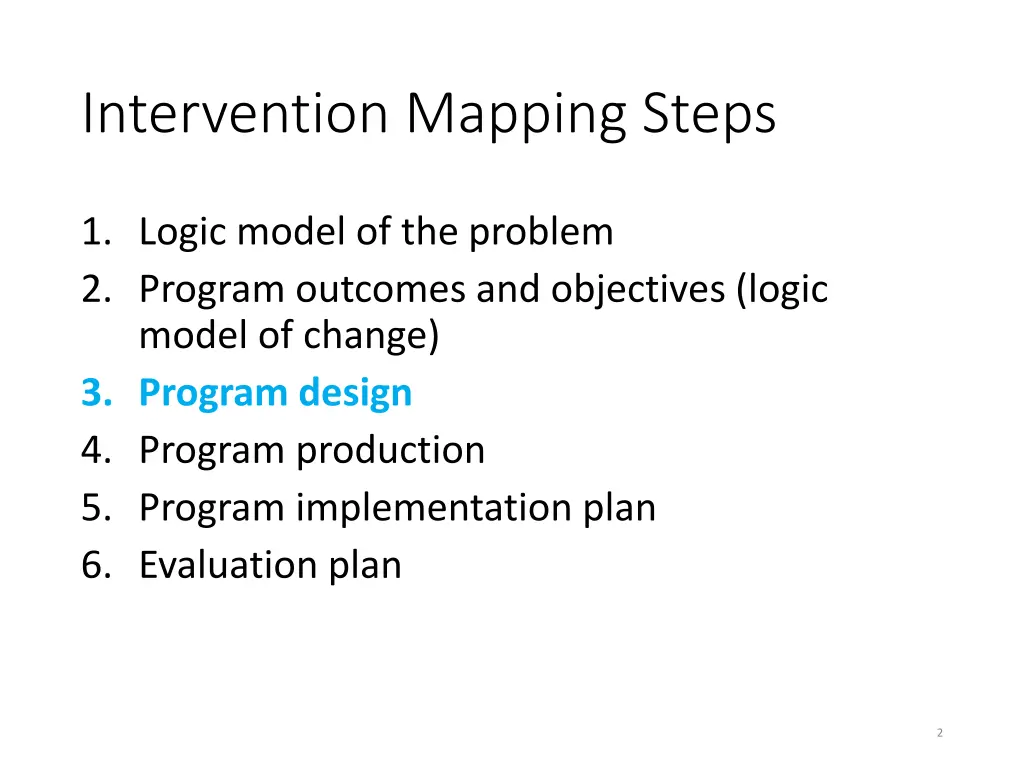 intervention mapping steps