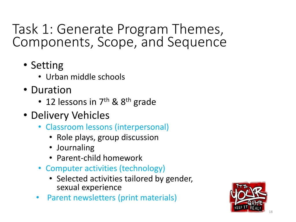 task 1 generate program themes components scope 1