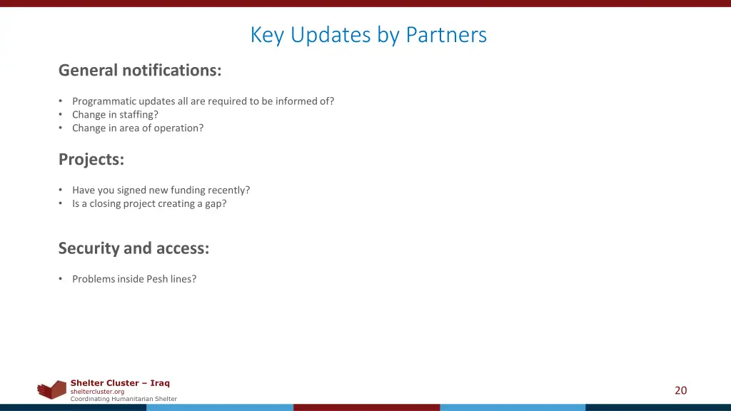 key updates by partners