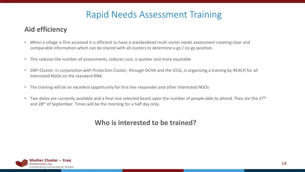 rapid needs assessment training