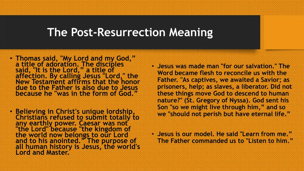 the post resurrection meaning