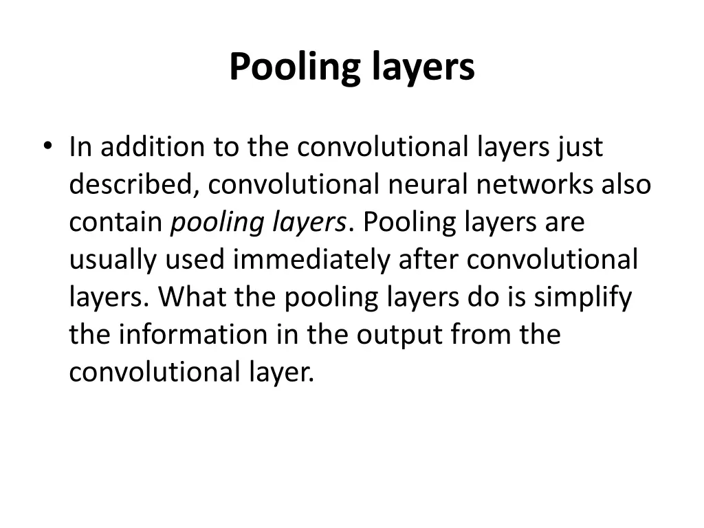 pooling layers