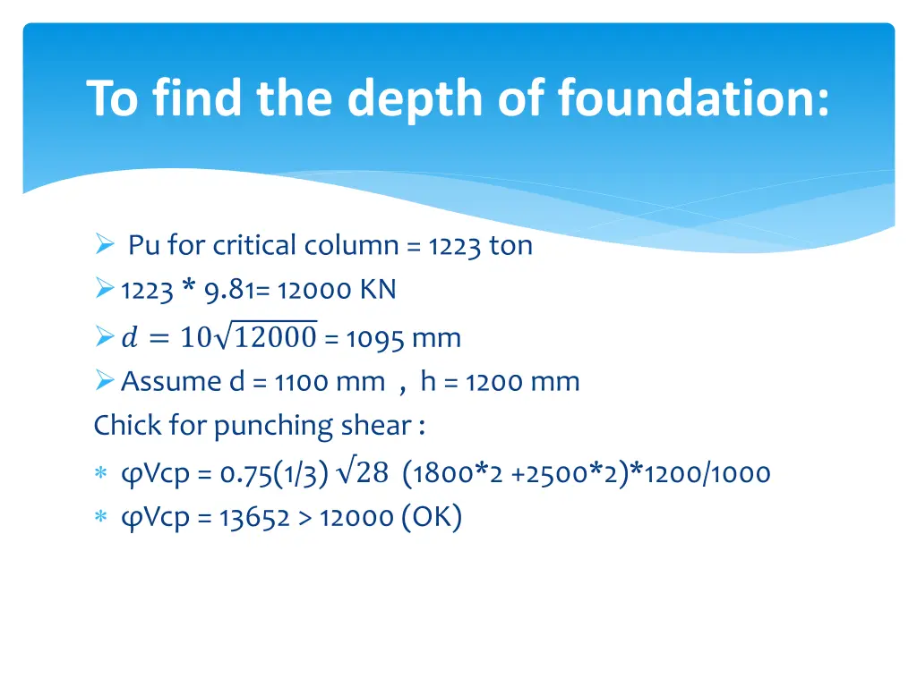to find the depth of foundation 1