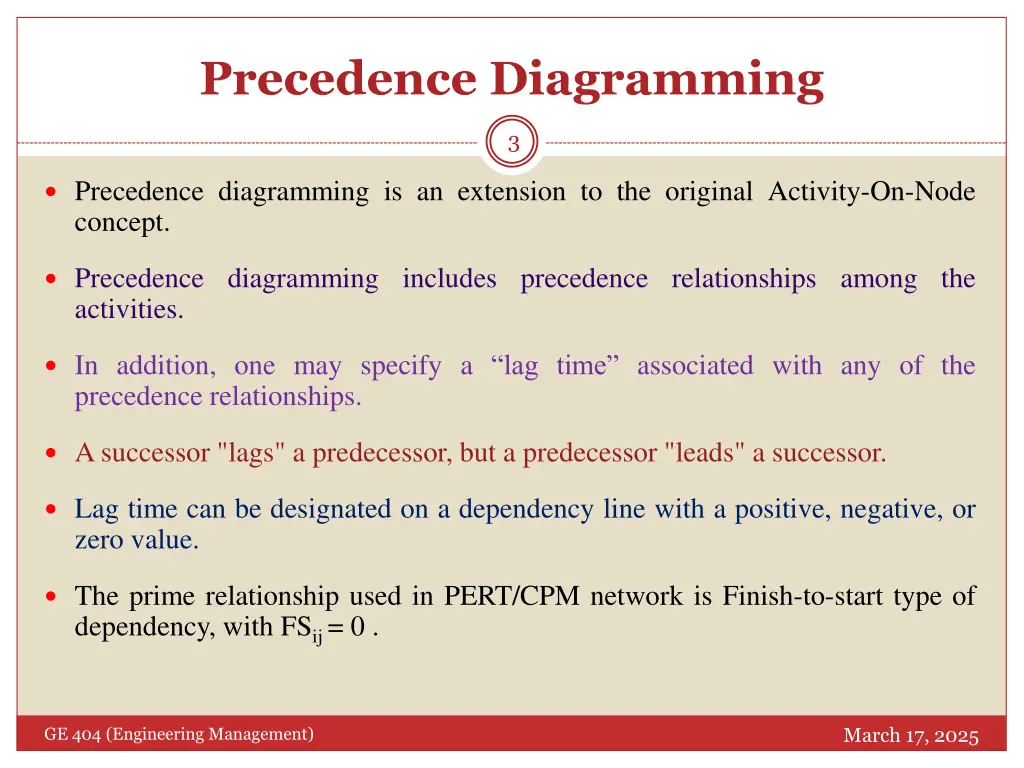 precedence diagramming