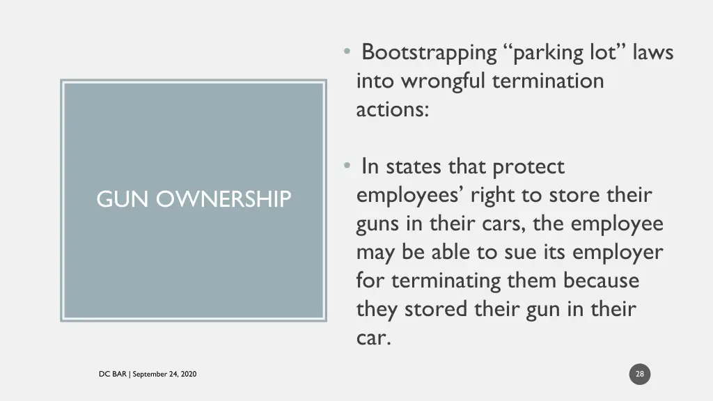 bootstrapping parking lot laws into wrongful