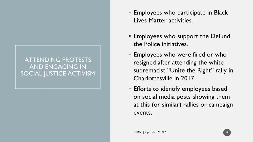 employees who participate in black lives matter