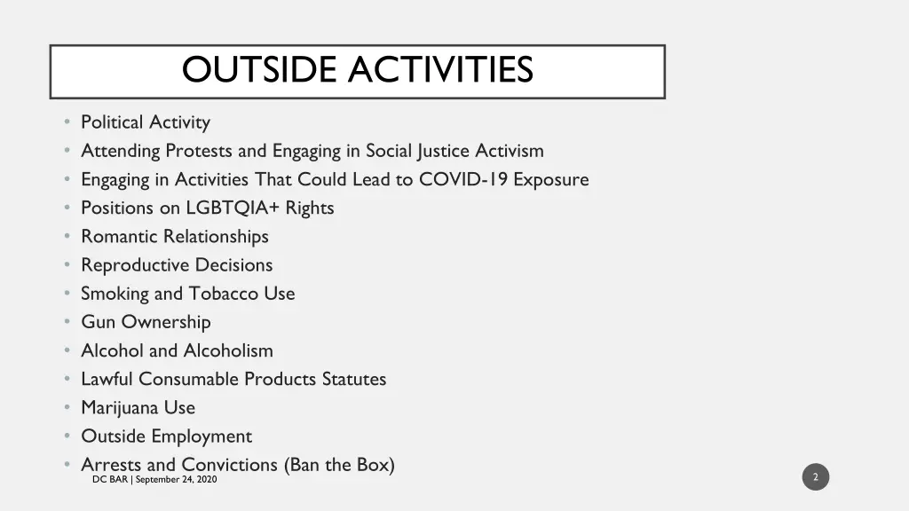 outside activities