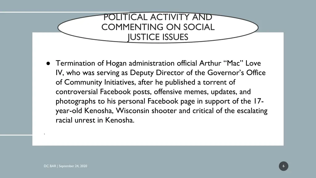 political activity and commenting on social