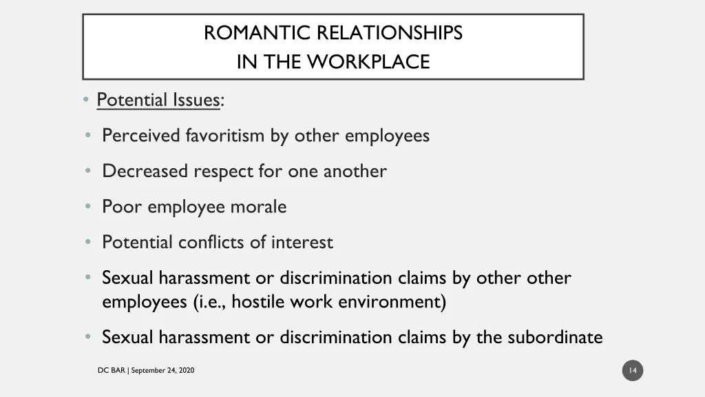 romantic relationships in the workplace potential
