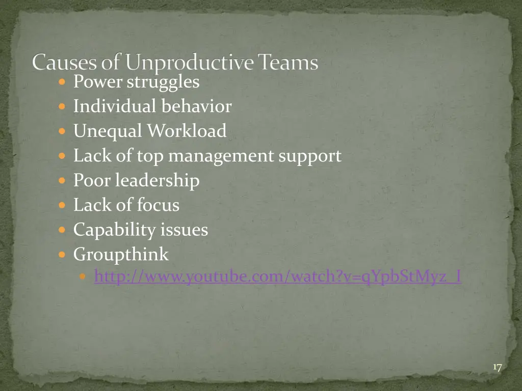 causes of unproductive teams