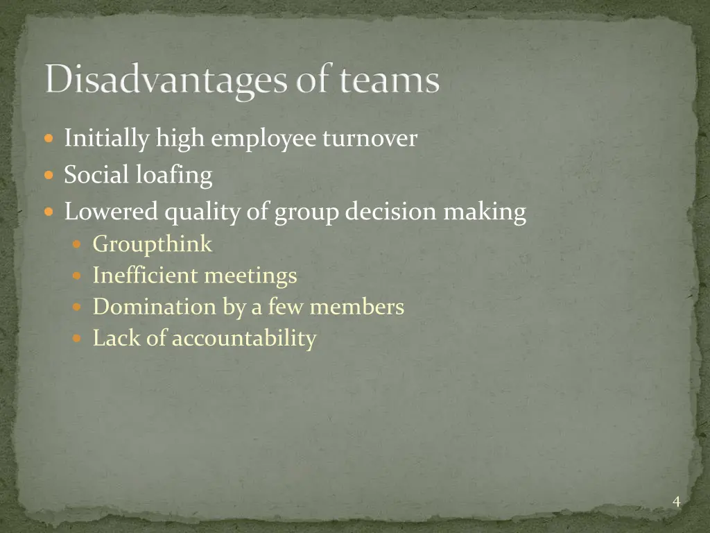 disadvantages of teams