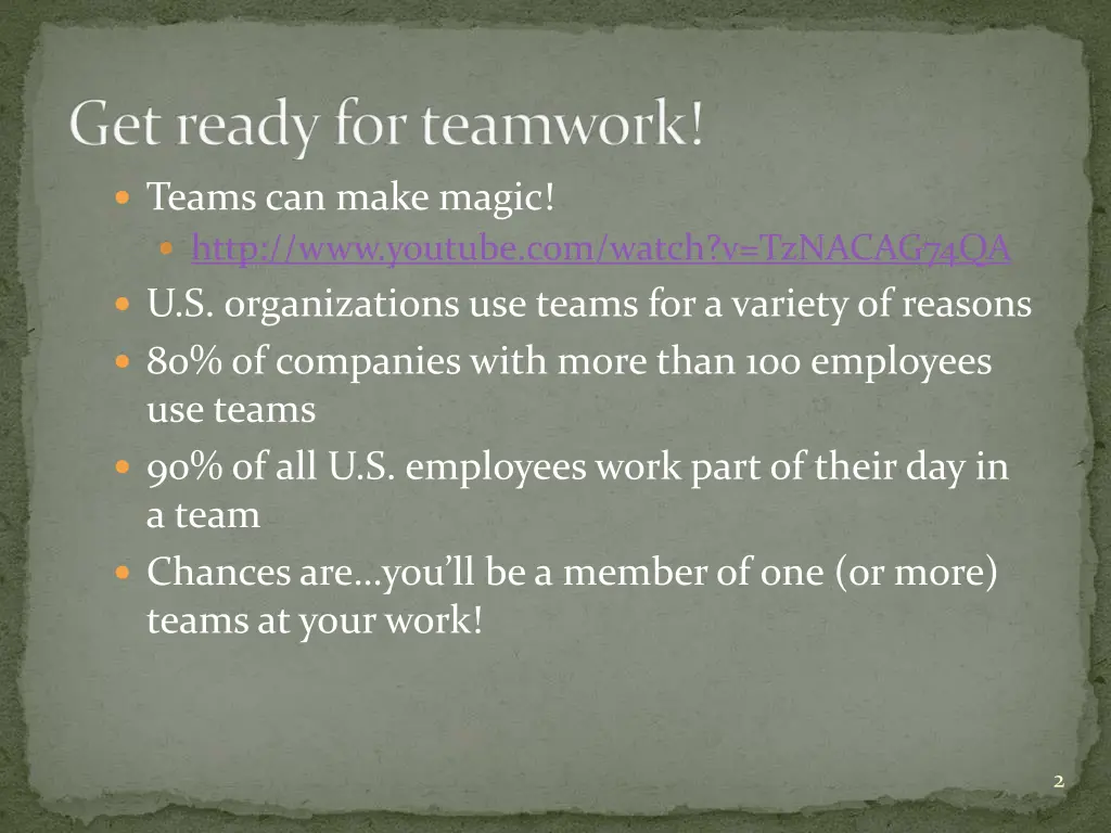 get ready for teamwork