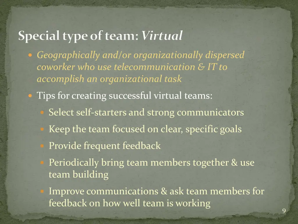 special type of team virtual