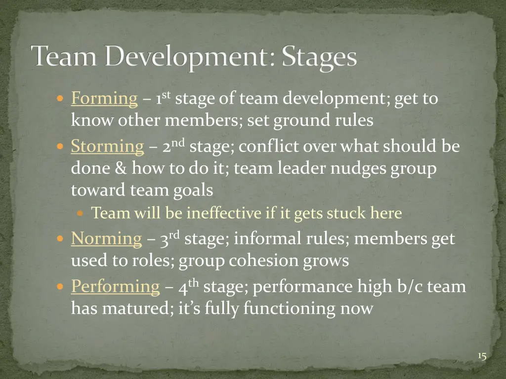 team development stages
