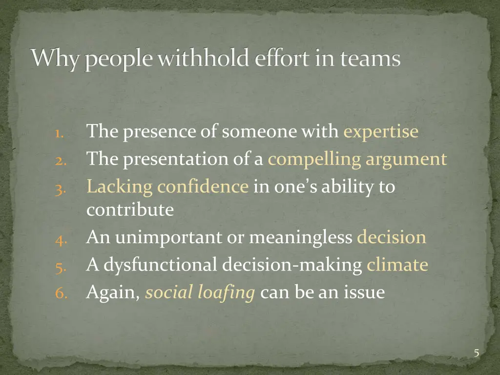 why people withhold effort in teams