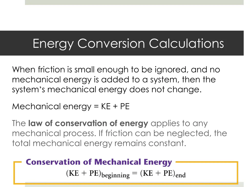 energy conversion calculations