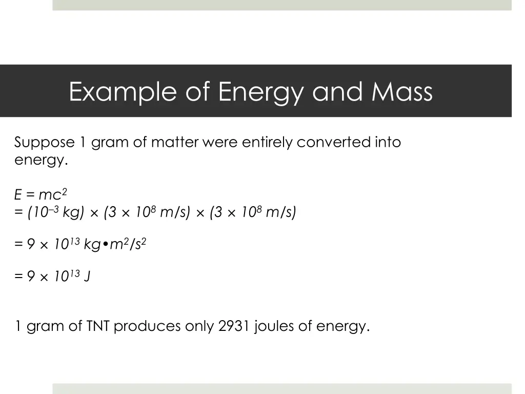 example of energy and mass