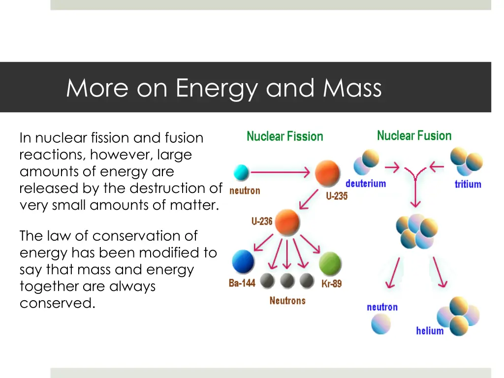 more on energy and mass