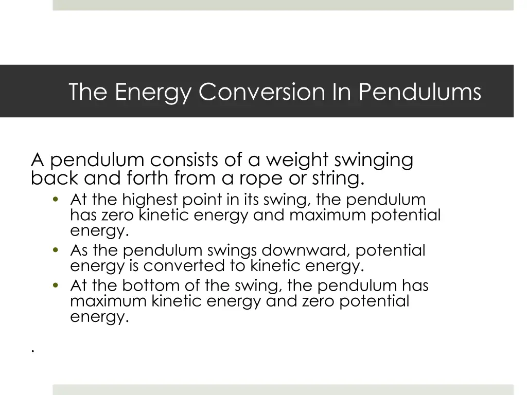 the energy conversion in pendulums