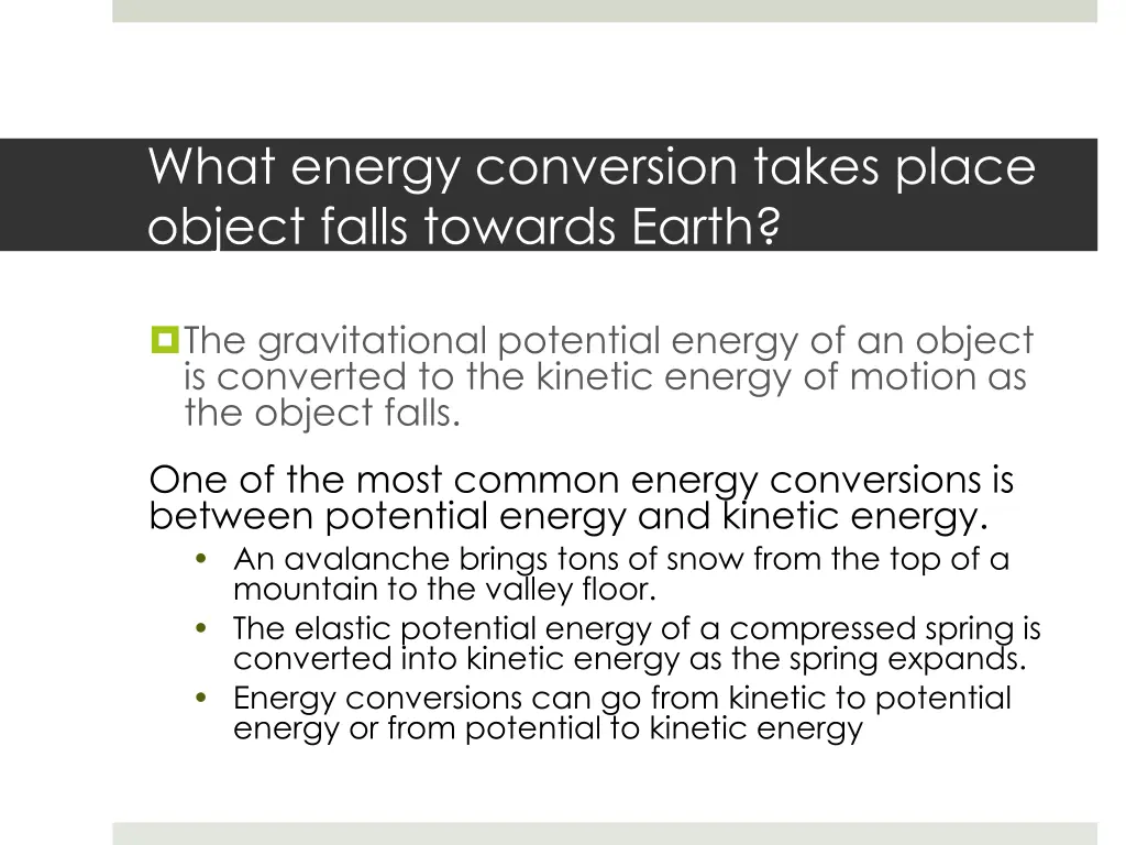 what energy conversion takes place object falls