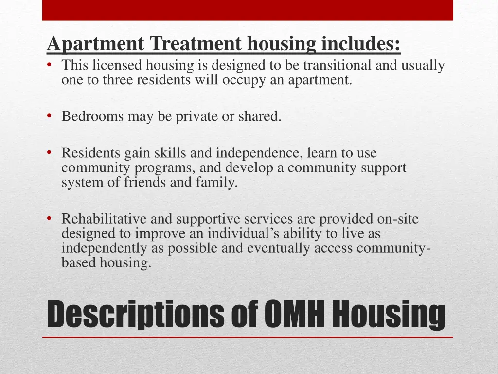 apartment treatment housing includes this