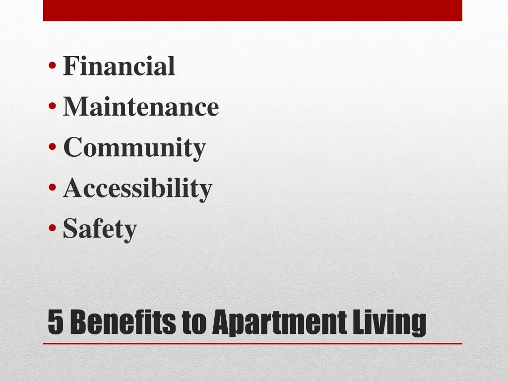 financial maintenance community accessibility