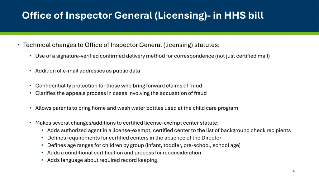 office of inspector general licensing in hhs bill