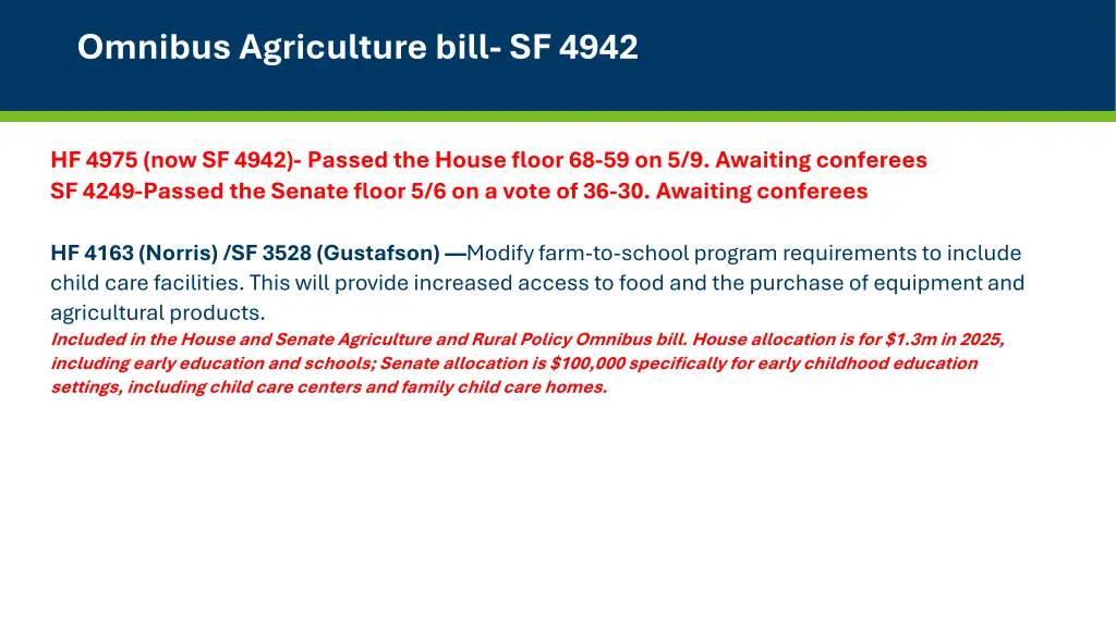 omnibus agriculture bill sf 4942