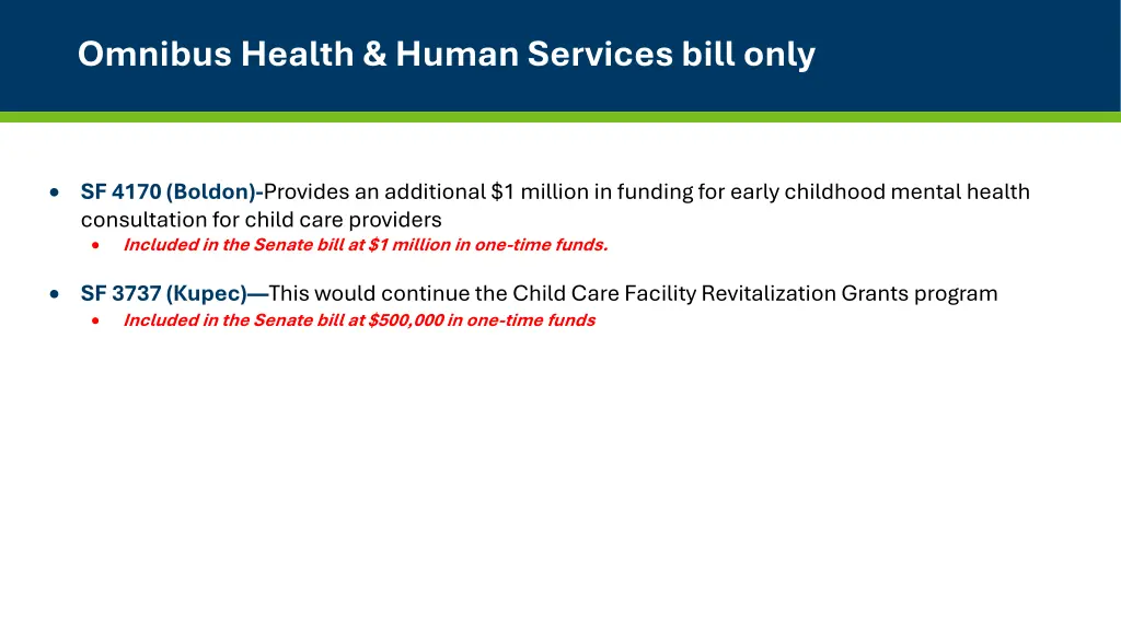 omnibus health human services bill only