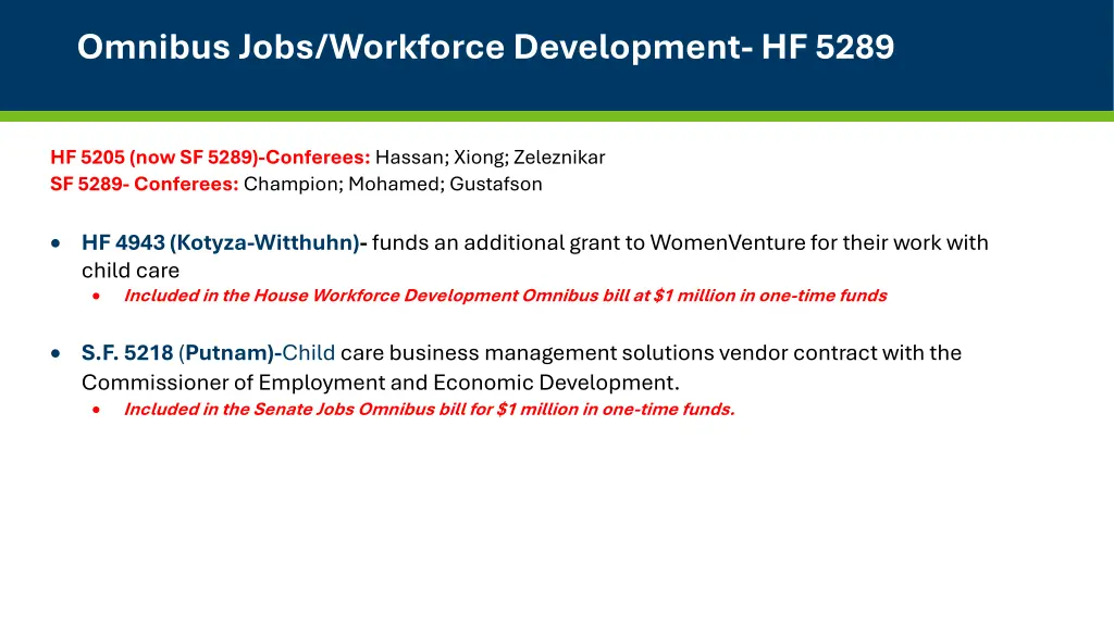 omnibus jobs workforce development hf 5289