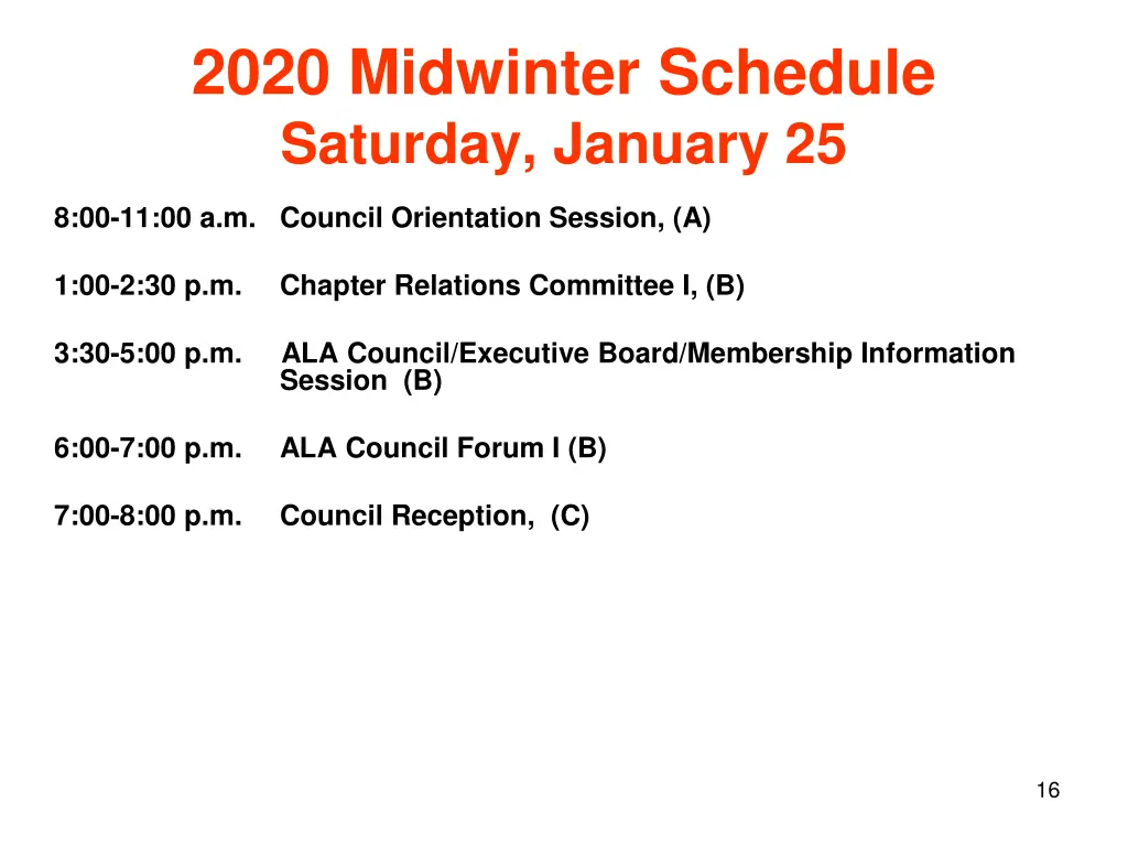 2020 midwinter schedule saturday january 25