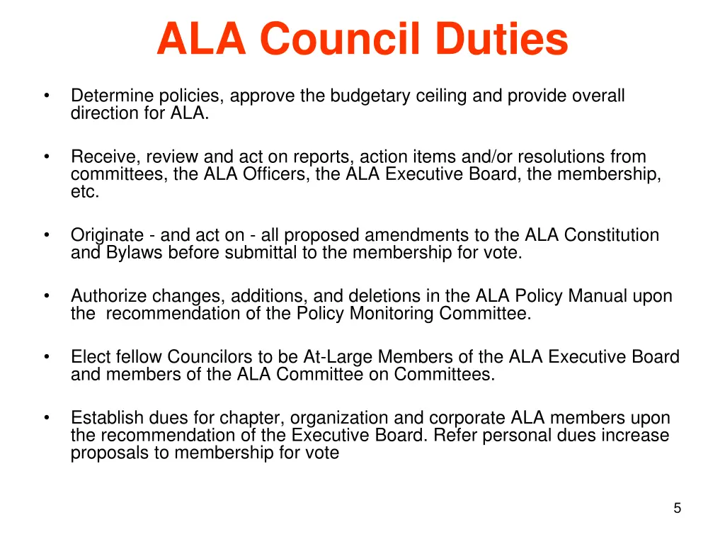 ala council duties