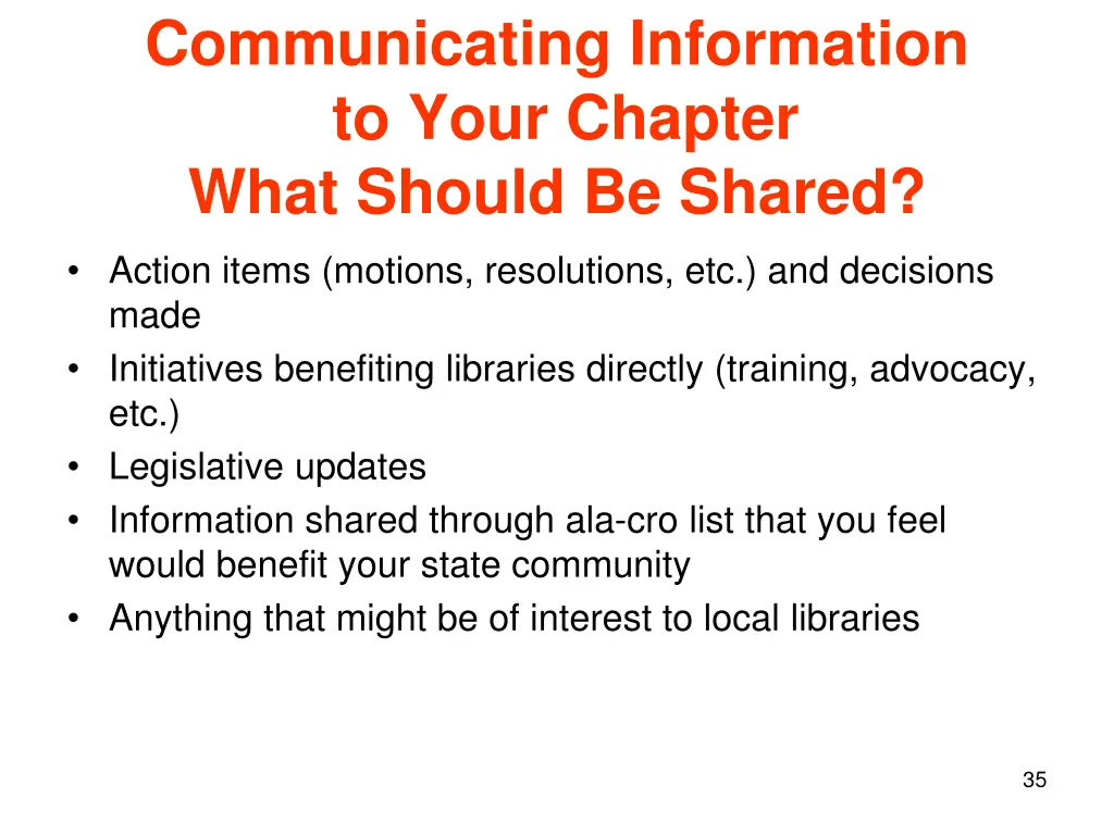 communicating information to your chapter what