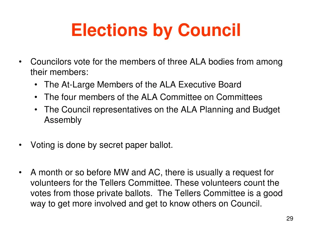 elections by council