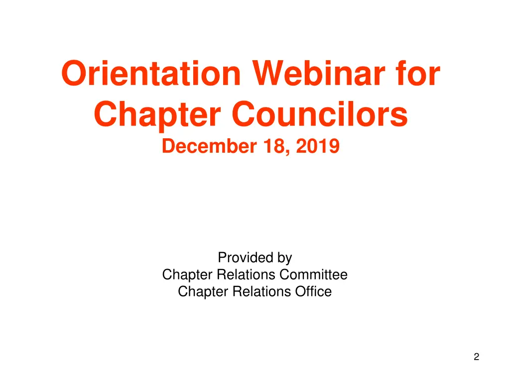 orientation webinar for chapter councilors
