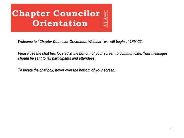 welcome to chapter councilor orientation webinar