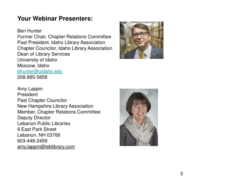 your webinar presenters