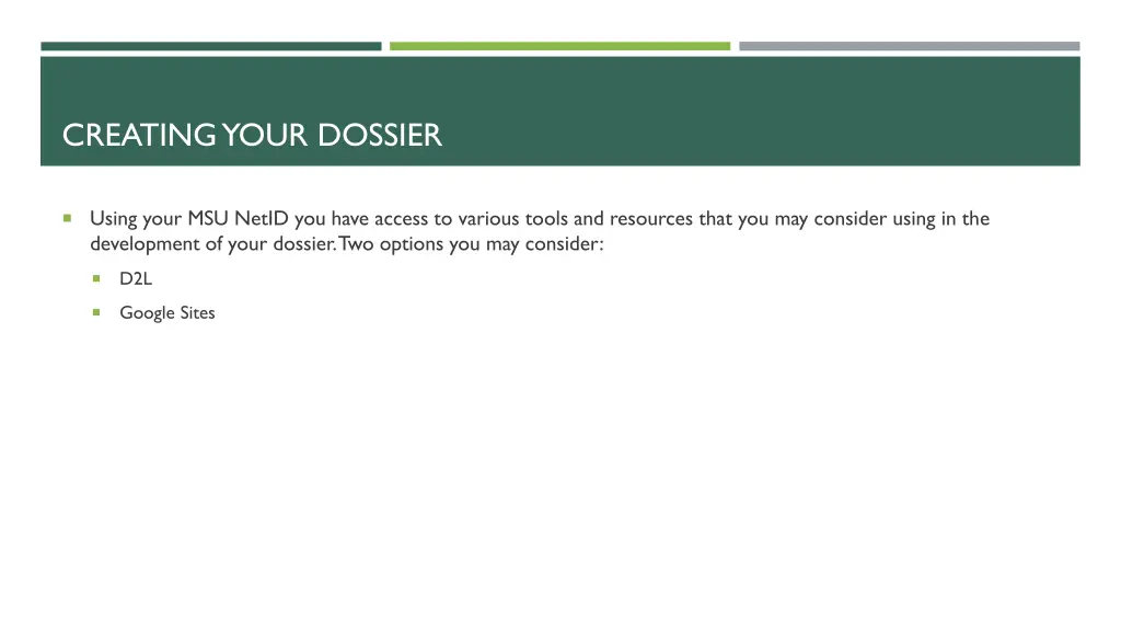 creating your dossier