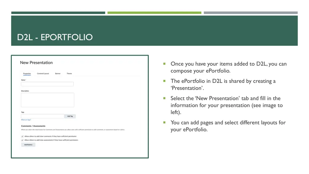 d2l eportfolio 2