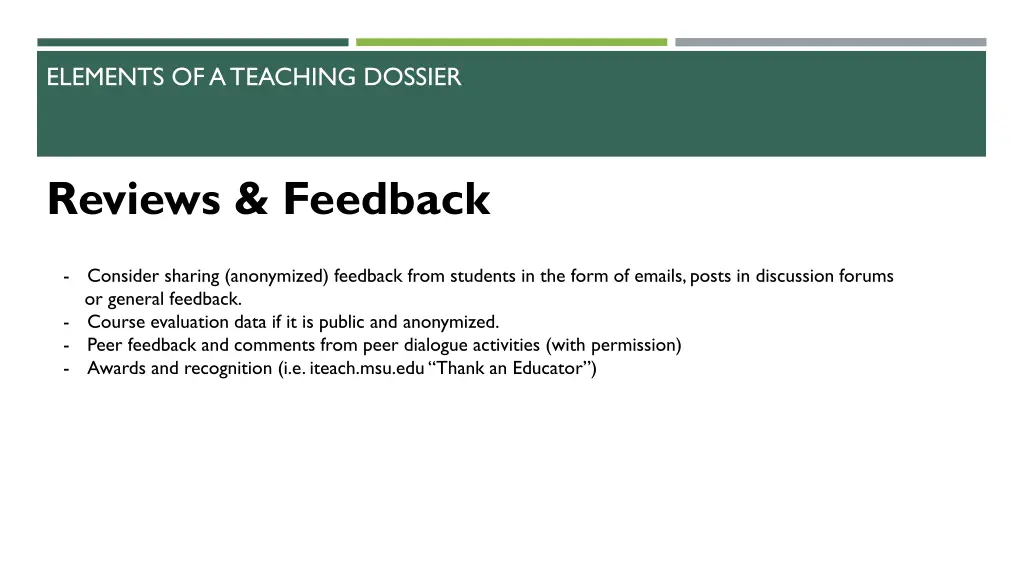 elements of a teaching dossier 5