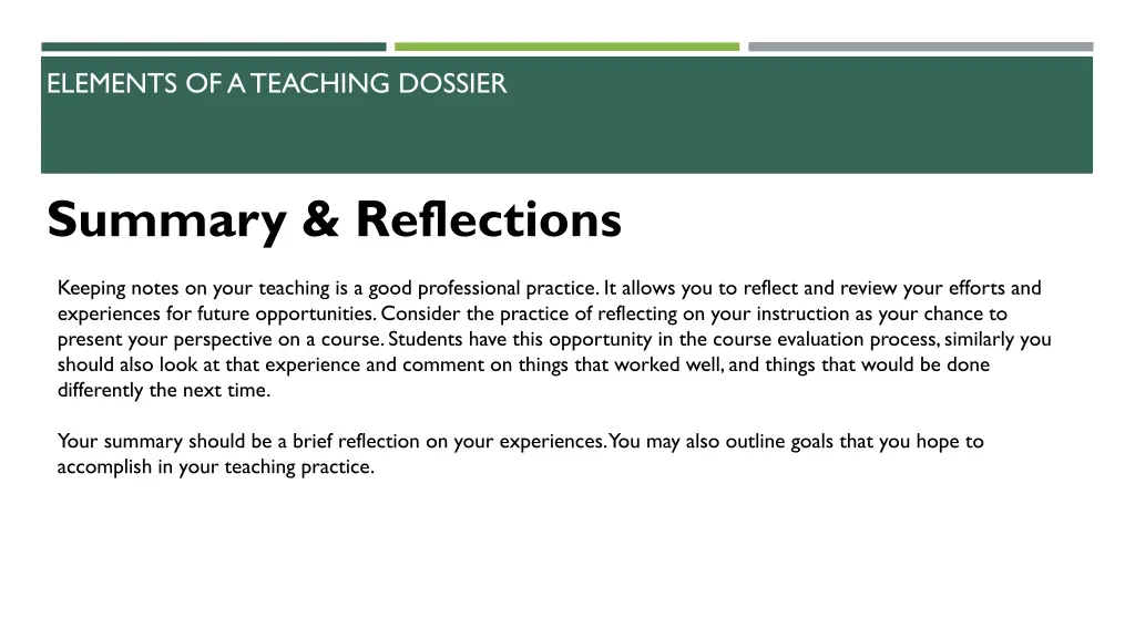 elements of a teaching dossier 6